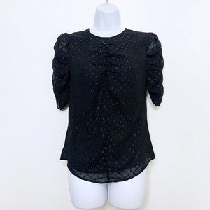 Express - Black Polka Dot Puff Blouse